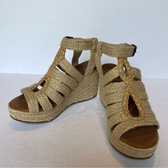Blowfish Malibu Tan Rope Wedge Sandals with Braided Design Size 6 - Picture 1 of 9